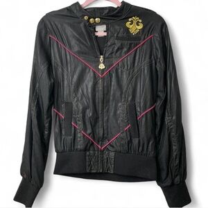 Vintage Y2K Dereon Black and Pink Women's Jacket